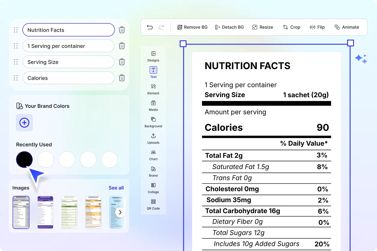 Free AI Nutrition Label Generator, Free Nutrition Label Maker Online
